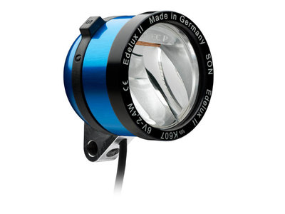 SON Dynamo LED Head Light Edelux II 60 cm Cable Lenght | StVZO blue anodised