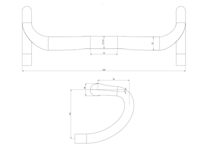 SCHMOLKE Handle Bar Carbon Road Evo SL 1K-Finish 44 cm 71 to 80 Kg Time Trial Clip On Ready