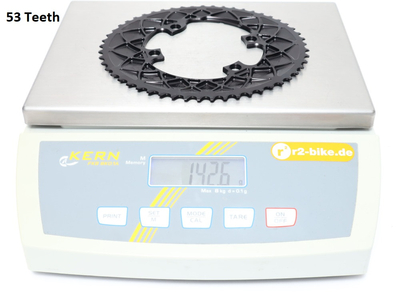 ABSOLUTE BLACK Kettenblatt Road oval 2-fach LK 110 4 Loch asymmetrisch | Dura Ace 9100 | Ultegra R8000 | schwarz auen 53 Zhne