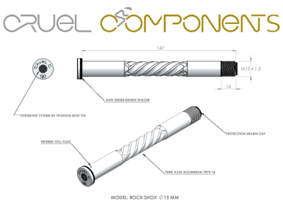 CRUEL COMPONENTS Steckachse fr Rock Shox | gold