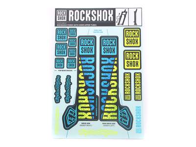 ROCKSHOX Decal Set for 35 mm Suspension Fork | Troy Lee Design colored blue-yellow