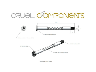 CRUEL COMPONENTS Steckachse E-Thru 180 mm | 12x148 mm Boost