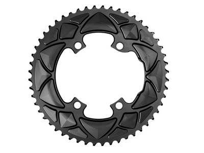 ABSOLUTE BLACK Kettenblatt Premium Round Road 2-fach LK 110 4 Loch asymmetrisch | Dura Ace R9100 | Ultegra R8000 | schwarz außen 52 Zähne