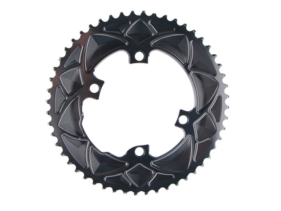 ABSOLUTE BLACK Chainring Premium Round Road 2-speed BCD 110 4 Hole asymmetric | Dura Ace R9100 | Ultegra R8000 | grey outer Ring