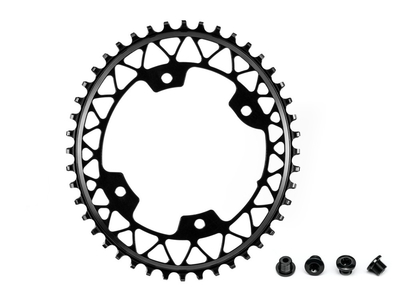 ABSOLUTE BLACK Chainring Oval Gravel | narrow wide 1-speed BCD 110/4 asymmetric | Dura Ace R9100 | Ultegra R8000 | black 46 Teeth