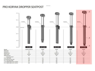 PRO Sattelsttze Koryak DSP Vario intern | 170 mm 31,6 mm