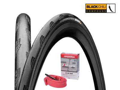 CONTINENTAL Tire Bundle Grand Prix 5000 28" | Vittoria Tube Latex Tire 700 x 28C / Tube 700 x 25/28C 48 mm