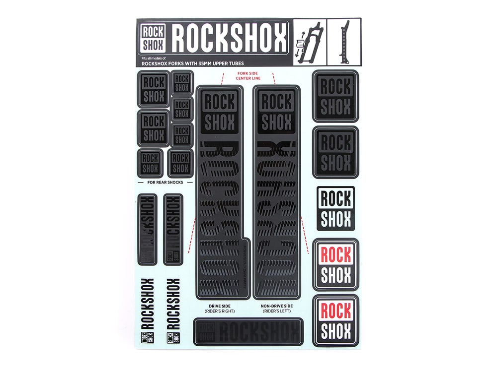 ROCKSHOX Decal Set for 35 mm Suspension Fork colored oxy red 17 50