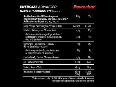 POWERBAR Energy Bar Energize Advanced Hazelnut Chocolate