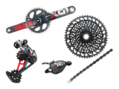 SRAM X01 Eagle DUB MTB Gruppe 1x12 | 52 Zhne | rot 175 mm SRAM DUB | PressFit PF41 BB89,5 | BB92