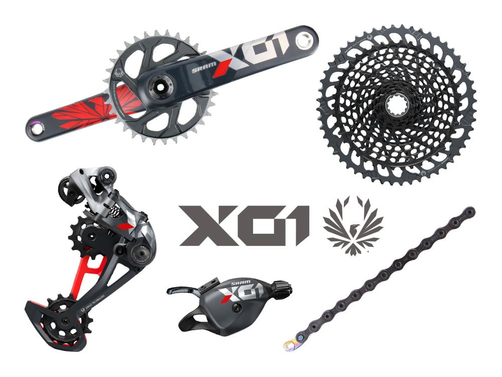 SRAM X01 イーグル RED グループセット + BB SRAM X01 Eagle DUB MTB Group 1x12 | BOOST | 52 teeth | red