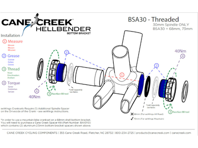 CANE CREEK Bottom Bracket Hellbender 70 BSA | 30 mm Spindle