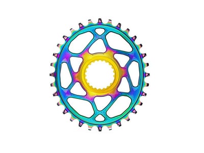 ABSOLUTE BLACK Chainring Direct Mount oval | 12-speed HG+ for Shimano XTR M9100/XT M8100/SLX M7100 Crank | PVD rainbow 32 Teeth