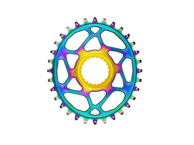 ABSOLUTE BLACK Chainring Direct Mount oval | 12-speed HG+ for Shimano XTR M9100/XT M8100/SLX M7100 Crank | PVD rainbow 34 Teeth