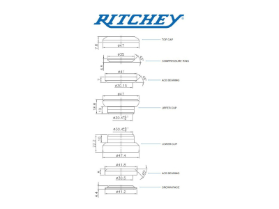 Jeu De Direction (headset) Ritchey WCS Switch EC44/28.6 - Coupe Externe Noir - Pour Vélo - Câble Sans Soudure - Neuf