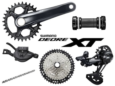 SHIMANO Deore XT MTB Gruppe M8100 1x12-fach | FC-M8120 Kurbel | 10-45 Zähne 175 mm ohne Kettenblatt ohne Innenlager SL-M8100 11-/12-fach