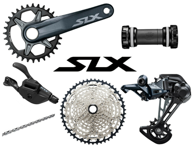 SHIMANO SLX MTB Gruppe M7100 1x12-fach | FC-M7100 Kurbel | 10-51 Zähne 165 mm ohne Kettenblatt BB-MT800 | BSA SL-M7100 12-fach