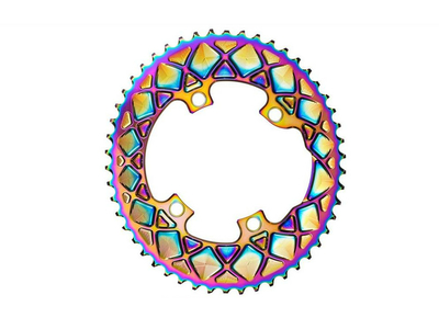ABSOLUTE BLACK Chainring Road oval Premium 2-speed BCD 110 4 Bolt asymmetric | Dura Ace 9100 | Ultegra R8000 | PVD rainbow outside 52 Teeth