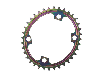 ABSOLUTE BLACK Kettenblatt Road oval Premium 2-fach LK 110 4 Loch asymmetrisch | Dura Ace 9100 | Ultegra R8000 | PVD rainbow innen 34 Zhne