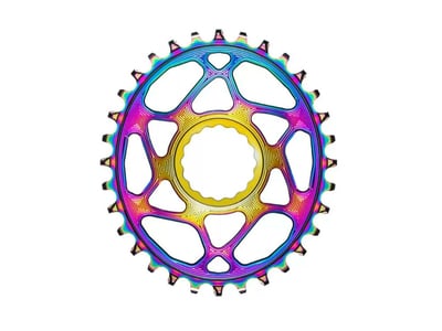 ABSOLUTE BLACK Kettenblatt Direct Mount oval BOOST 148 | Race Face Cinch Kurbel | PVD rainbow 28 Zähne