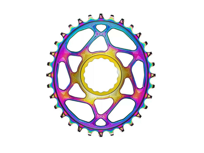 ABSOLUTE BLACK Kettenblatt Direct Mount oval BOOST 148 | Race Face Cinch Kurbel | PVD rainbow 34 Zähne