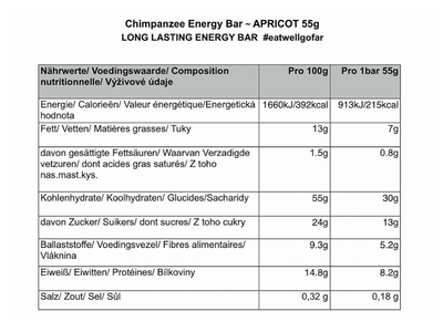 CHIMPANZEE Energy Bar Natural Apricot | 55g Bar