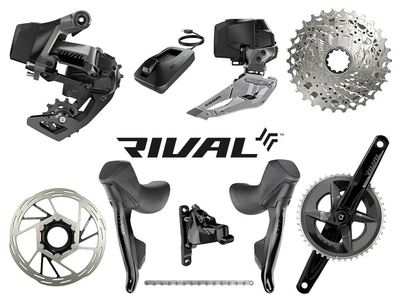 SRAM Rival eTap AXS Road Disc HRD Flat Mount Road Group 2x12 | Quarq Powermeter Crank | 46-33 Teeth 172,5 mm 10 - 30 Teeth Paceline Rotor 160 mm | Center Lock (front and rear) without Bottom Bracket