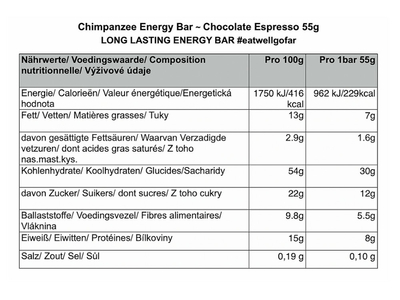 CHIMPANZEE Energie Riegel Natural Chocolate Espresso |...