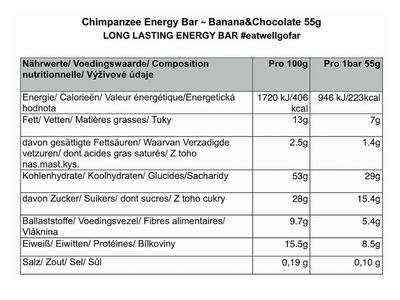 CHIMPANZEE Energy Bar Natural Banana & Chocolate | 55g Bar