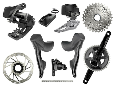 SRAM Rival eTap AXS Wide Road Disc HRD Flat Mount Road Group 2x12 | Quarq Powermeter Crank | 43-30 Teeth 172,5 mm 10 - 30 Teeth Paceline Rotor 160 mm | Center Lock (front and rear) without Bottom Bracket