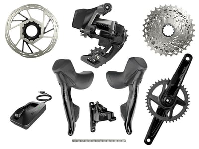 SRAM Rival 1 eTap AXS Wide Road Disc HRD Flat Mount Rennrad Gruppe 1x12 | 46 Zhne 172,5 mm 10 - 36 Zhne Paceline Rotor 160 mm | Center Lock (vorn und hinten) ohne Innenlager
