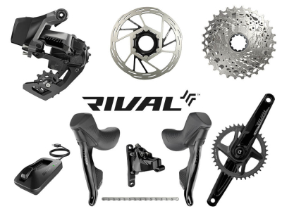 SRAM Rival 1 eTap AXS Wide Road Disc HRD Flat Mount Rennrad Gruppe 1x12 | Quarq Powermeter Kurbel | 40 Zähne 172,5 mm 10 - 30 Zähne Paceline Rotor 160 mm | Center Lock (vorn und hinten) SRAM DUB Wide | PressFit PF41 BB86 Road