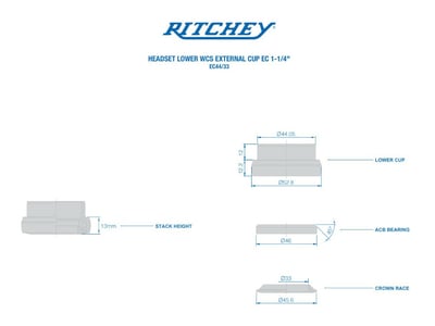 RITCHEY Steuersatz Unterteil WCS Logic 1 1/4 | EC44/33