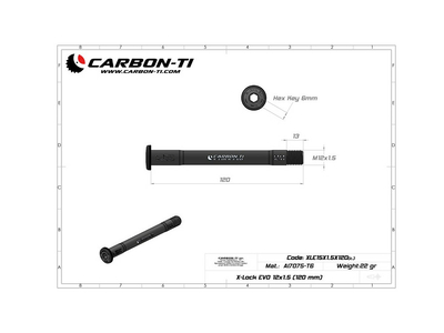 CARBON-TI Steckachse X-Lock EVO 12x1,5 Road | 120 mm