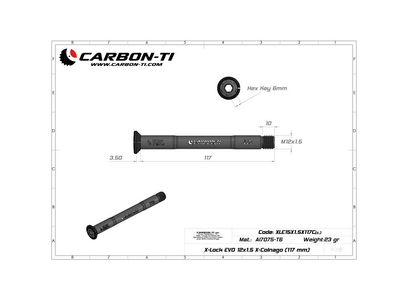 CARBON-TI Steckachse X-Lock EVO 12x1,5 X-Colnago Road | 117 mm schwarz matt