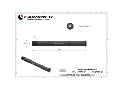 CARBON-TI Steckachse X-Lock EVO 15x1,5 X-FOX Boost | 155 mm rot