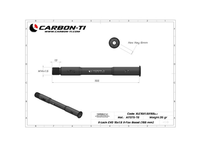 CARBON-TI Steckachse X-Lock EVO 15x1,5 X-FOX Boost | 155 mm gold