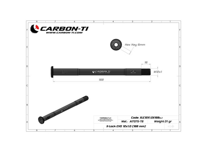 CARBON-TI Steckachse X-Lock EVO 12x1,0 | 168 mm blau