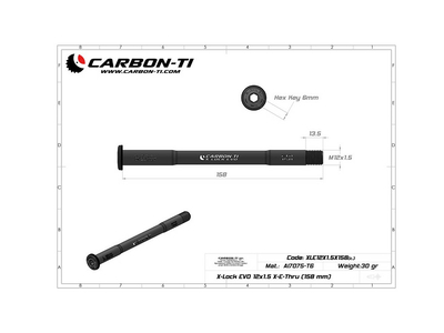 CARBON-TI Thru Axle X-Lock EVO 12x1,5 X-E-Thru | 158 mm