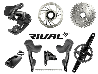 SRAM Rival XPLR eTap AXS Wide Disc HRD Flat Mount Gravel Group 1x12 | 40 Teeth 175 mm Paceline XR Rotor 160 mm | Center Lock (front and rear) without Bottom Bracket