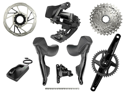 SRAM Rival XPLR eTap AXS Wide Disc HRD Flat Mount Gravel Gruppe 1x12 | 46 Zhne 170 mm Paceline Rotor 160 mm | Center Lock (vorn und hinten) SRAM DUB Wide | BSA 68 mm