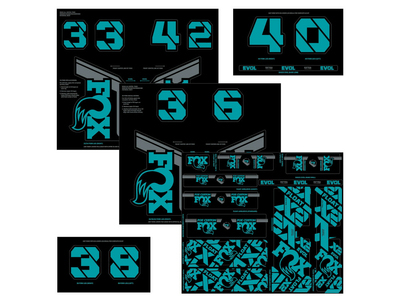 FOX Decal 2021 AM Custom Fork und Shock Kit | Turquoise