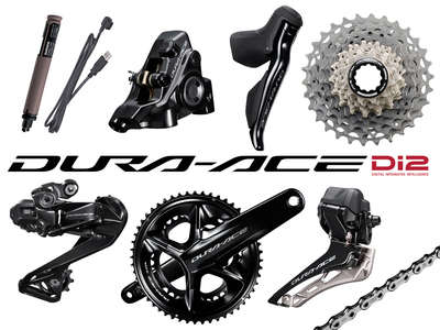 SHIMANO Dura Ace Di2 Rennrad Gruppe R9270 hydraulische Scheibenbremsen 2x12 172,5 mm 50 | 34 Zähne 11 - 34 Zähne Shimano BB-R9100 | BSA