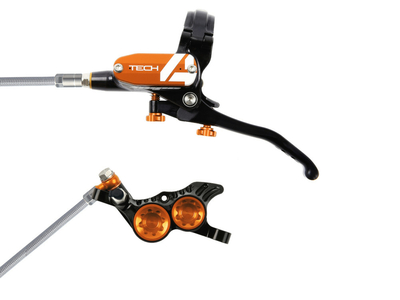 HOPE Scheibenbremse Tech 4 V4 | einzeln orange Hinterradbremse Stahlflex