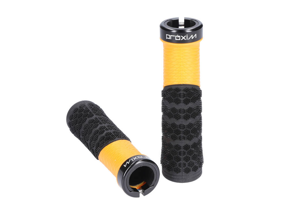 black and yellow bike grips