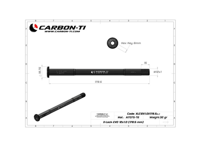 CARBON-TI Steckachse X-Lock EVO 12x1,0 | 174 mm silber