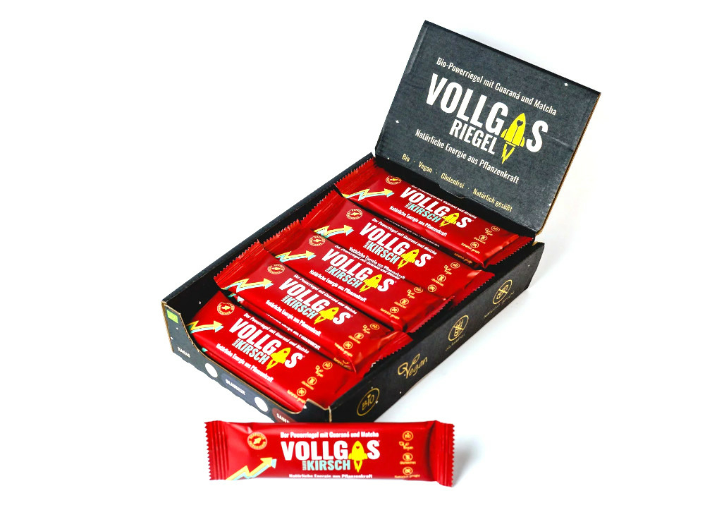 VOLLGAS Energieriegel Sauerkirsch Bio Vegan 40g | 20 Riegel Box, 39,50