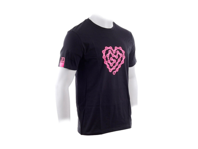 MALDITA BUENA SUERTE T-Shirt Heart Chain | black/fuchsie