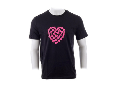 MALDITA BUENA SUERTE T-Shirt Heart Chain | black/fuchsie XL