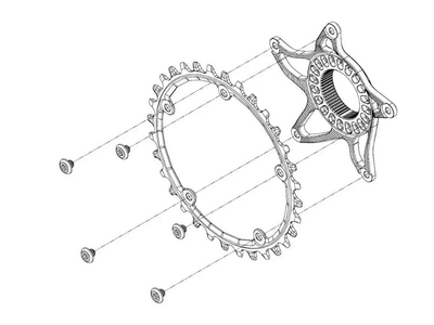 ABSOLUTE BLACK Chainring E-Bike Super Steel | Shimano 12-speed/HG+ Chain for AB Spider 38 Teeth